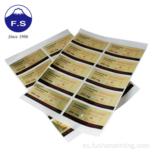Impresión de papel de oro pegatina holográfica rectangular